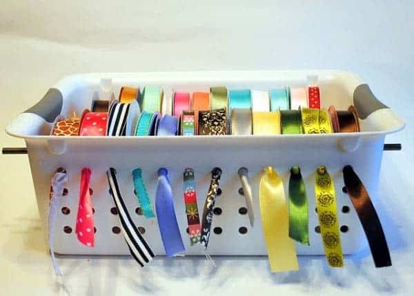 Organize Ribbon In A Perforated Bin