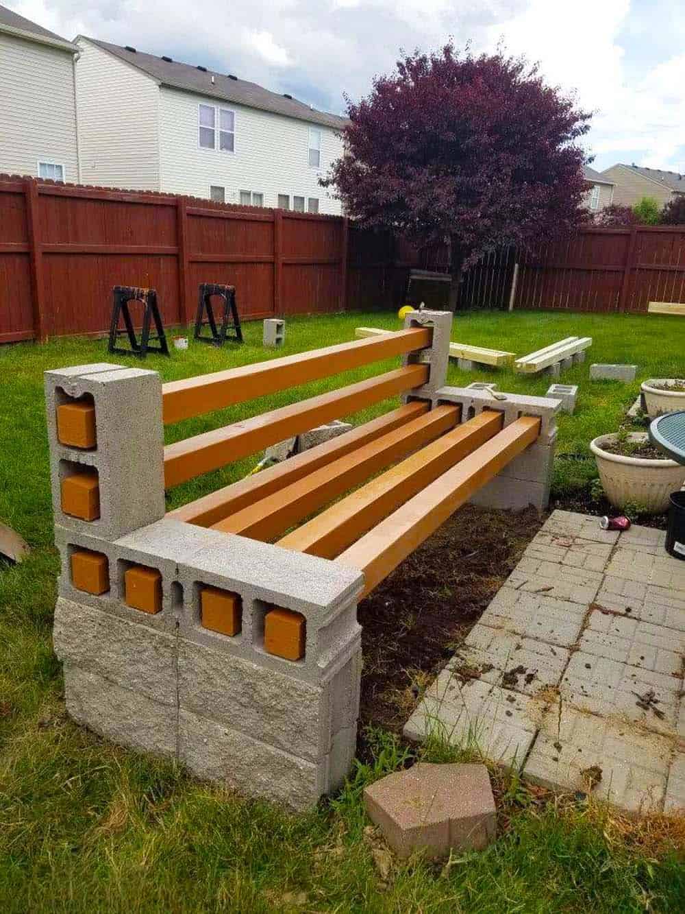 DIY Cinder Block Bench