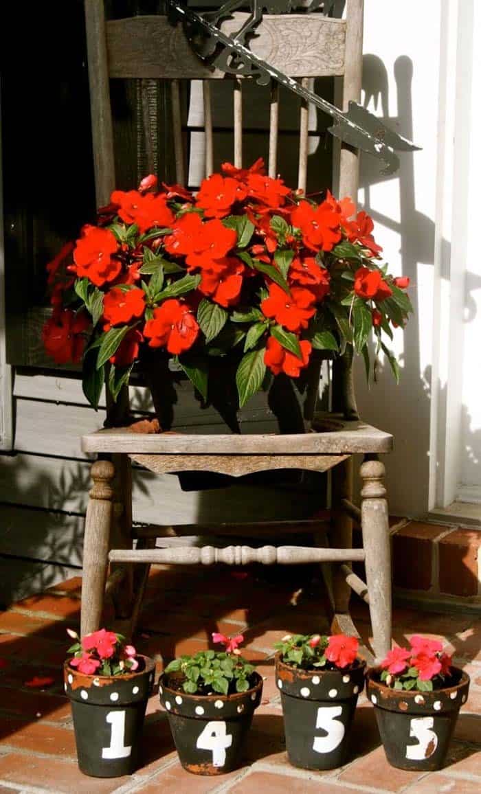 Decorate with a Vintage Rocking Chair and Potted Flowers