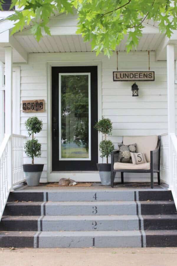 Contemporary Porch with Numbered Stair Design