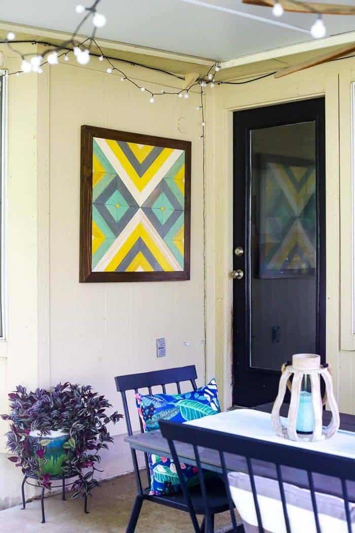 Geometric Wall Art for Your Porch with a Plywood Back