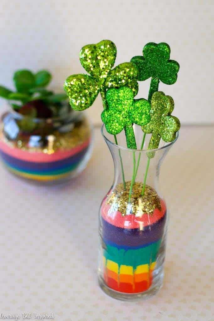 Create a Rainbow Vase with Sand and Shamrocks