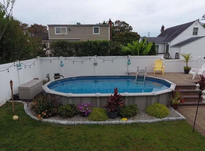 Add Charm to Above-Ground Pool with a Beautiful Landscape