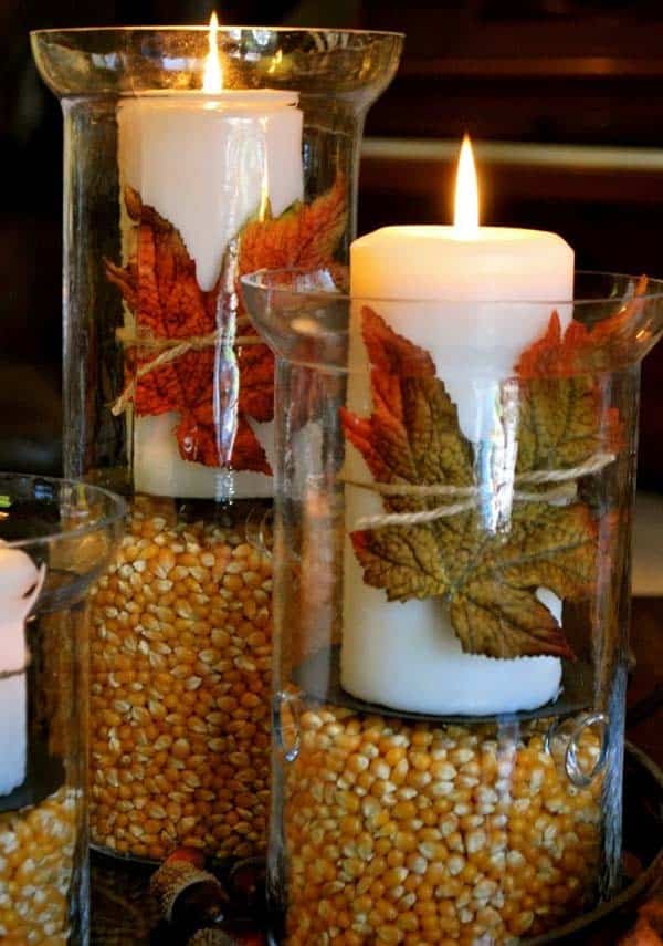 Give Your Candle Displays a Rustic Look with Corn