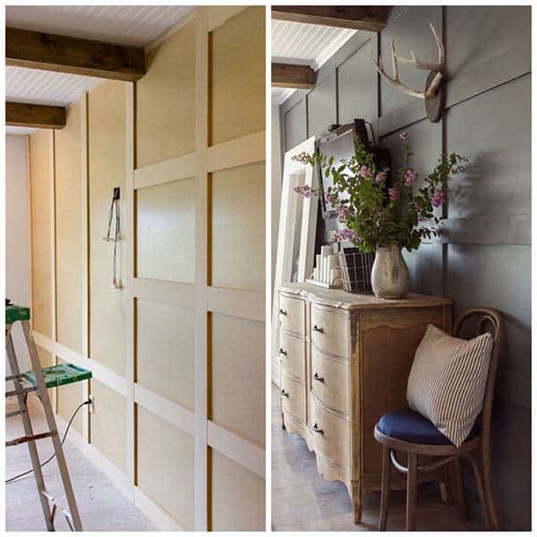 Wooden Paneled Wall for a Master Bedroom