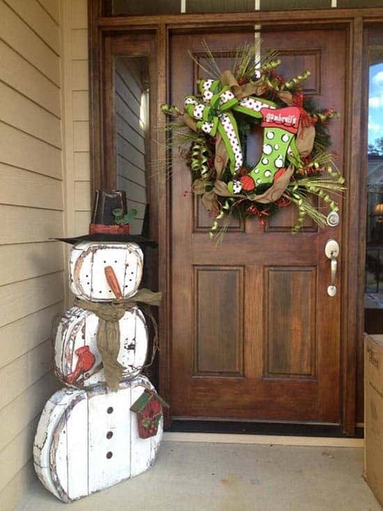 Make a Rustic DIY Snowman with Wreath Accent