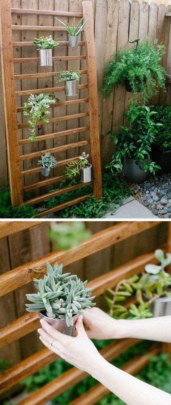 Use a Ladder to Hang Metal Pot Planters