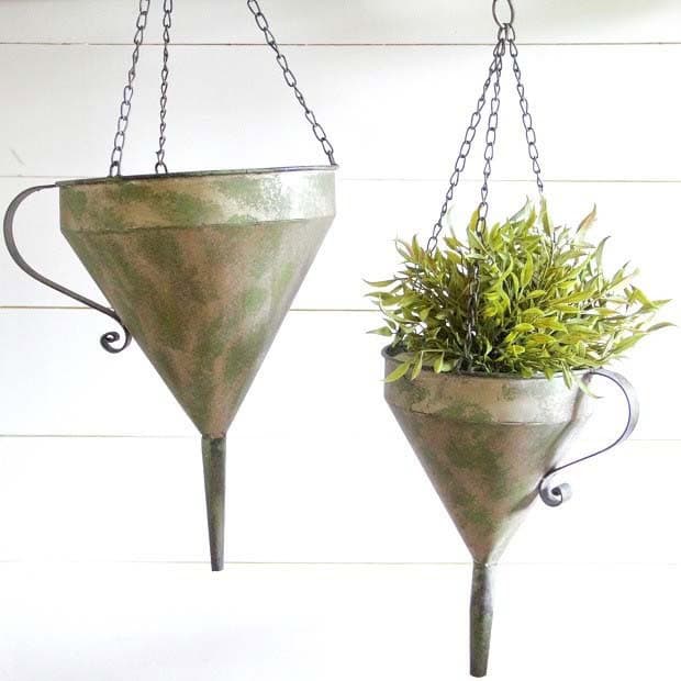 Give Your Planters an Antique Look with Old Metal Funnels