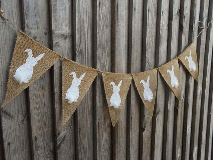 Burlap Stamped Fluffy Tail Garland