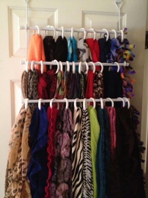 Utilize Bedroom Door as Scarf Storage Solution