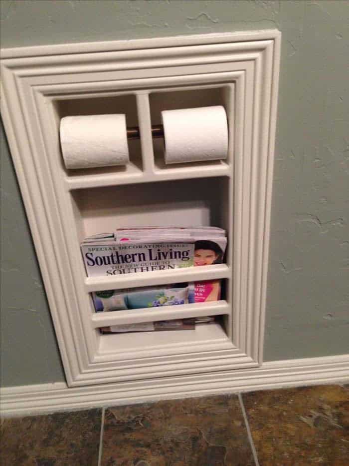 Maximize Space with Recessed Shelves for Toilet Paper