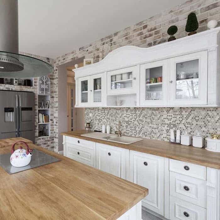 Pebble Tile Kitchen Backsplash