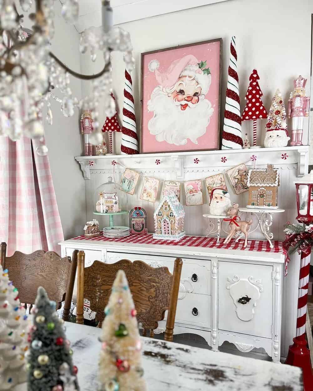 Rustic Christmas Decorations In White, Pink And Burgundy