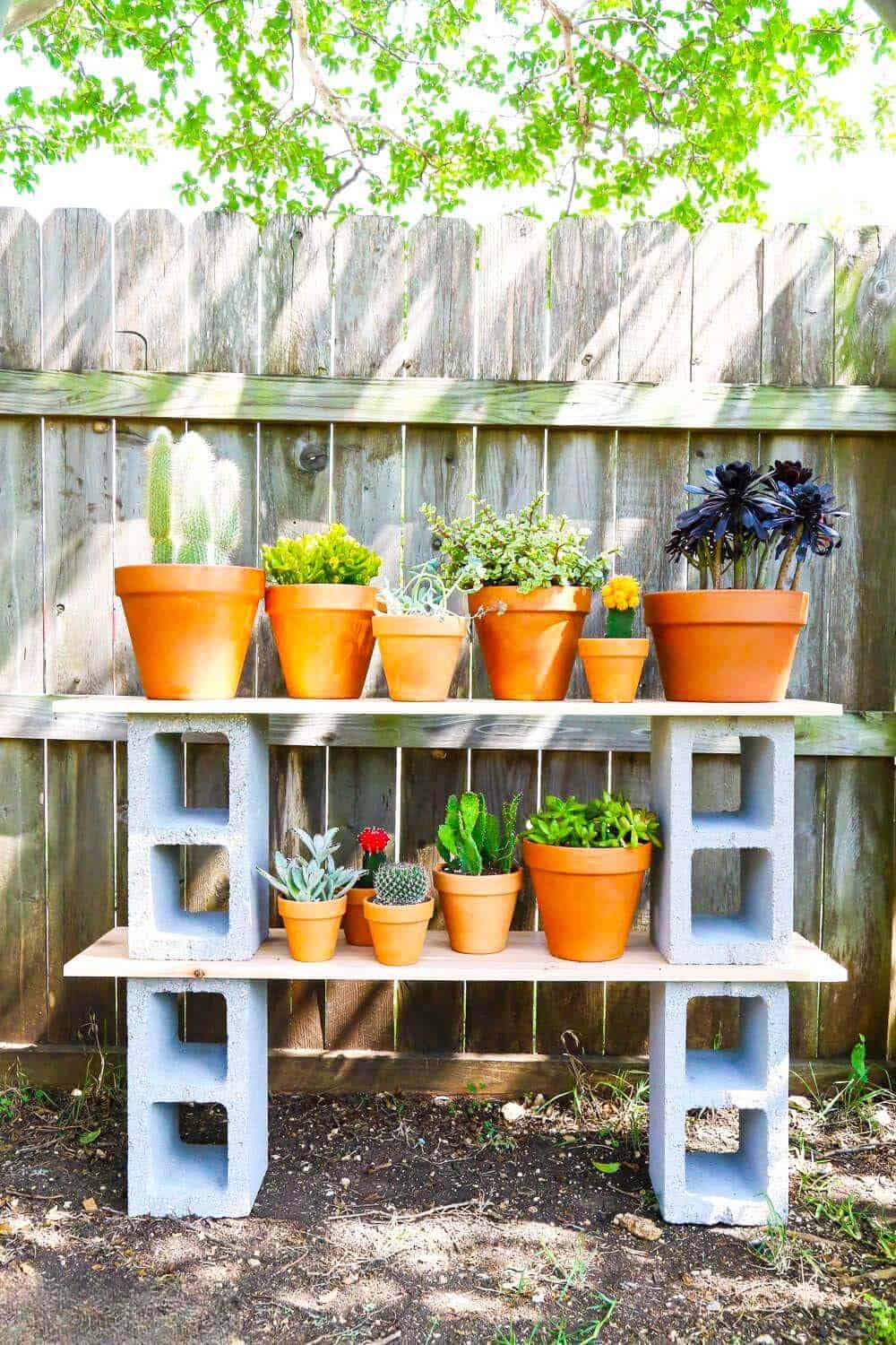 Cinderblock Garden Shelf