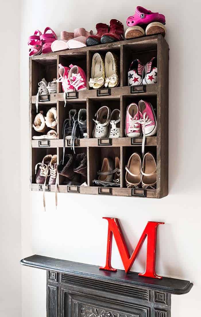 Build a Rustic Wooden Wall Shoe Cubby Cabinet