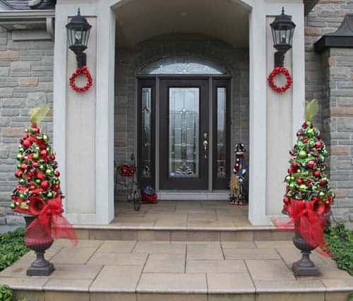 Festive Tree-Shaped Topiaries for Your Front Door