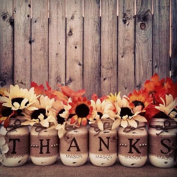 Show Gratitude with Burlap Mason Jar Fall Decor