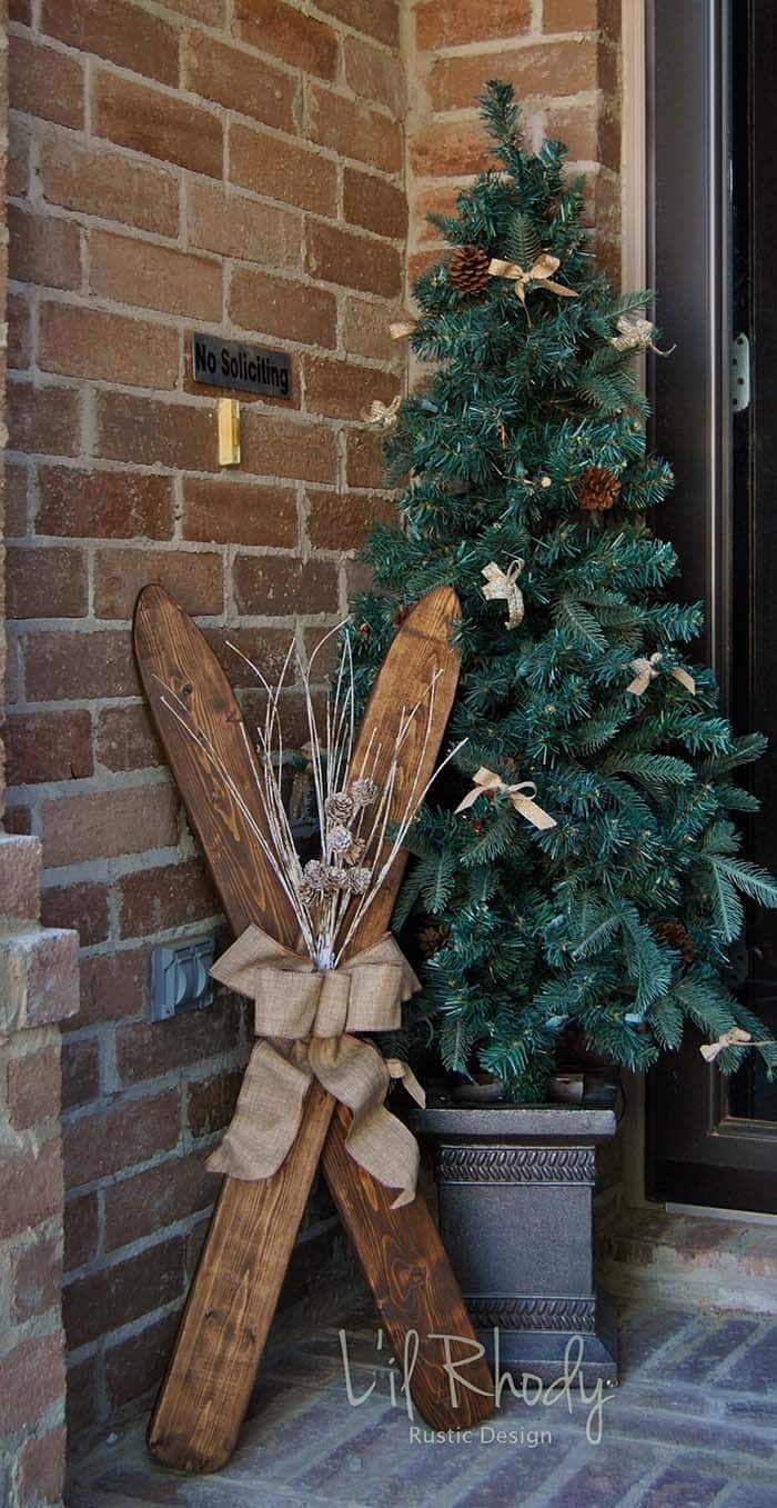 Vintage Look Ski Porch Display