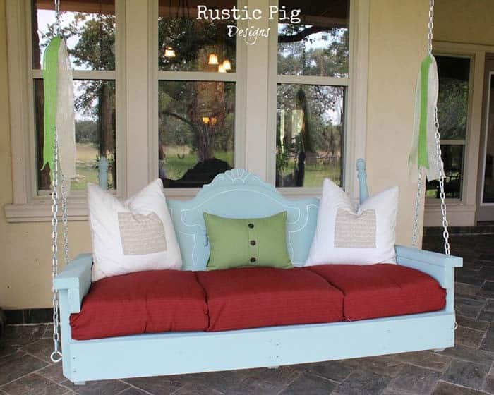 Upcycle Your Headboard into a Charming Porch Swing