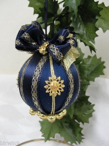 Celebrate Christmas with a Chic Blue and Gold Tree Ornament