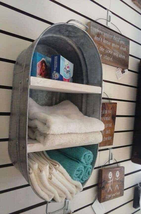 Washtub Towel Storage