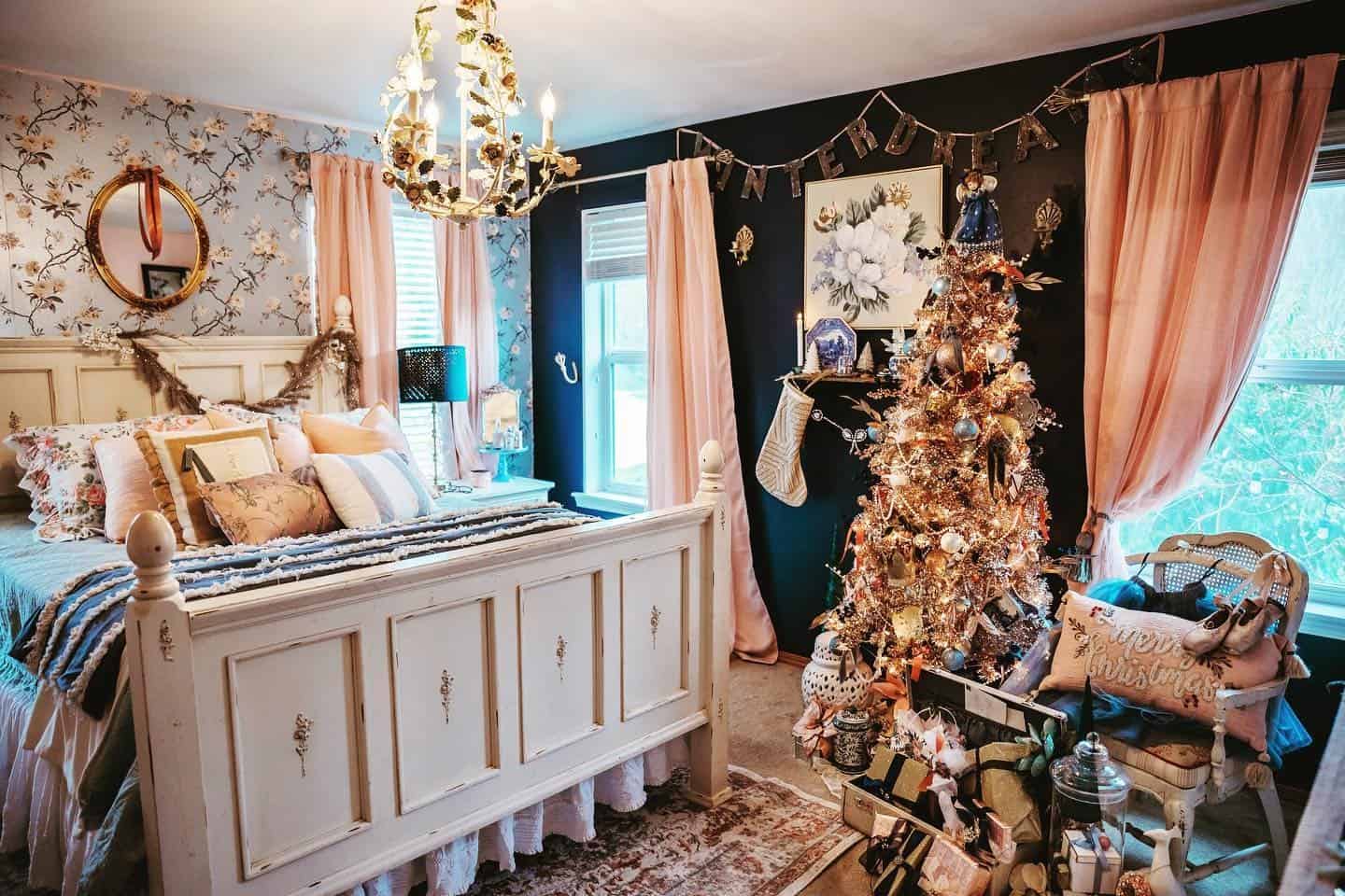 Rose Gold Christmas Decor Accents To Match The Bedroom Interior