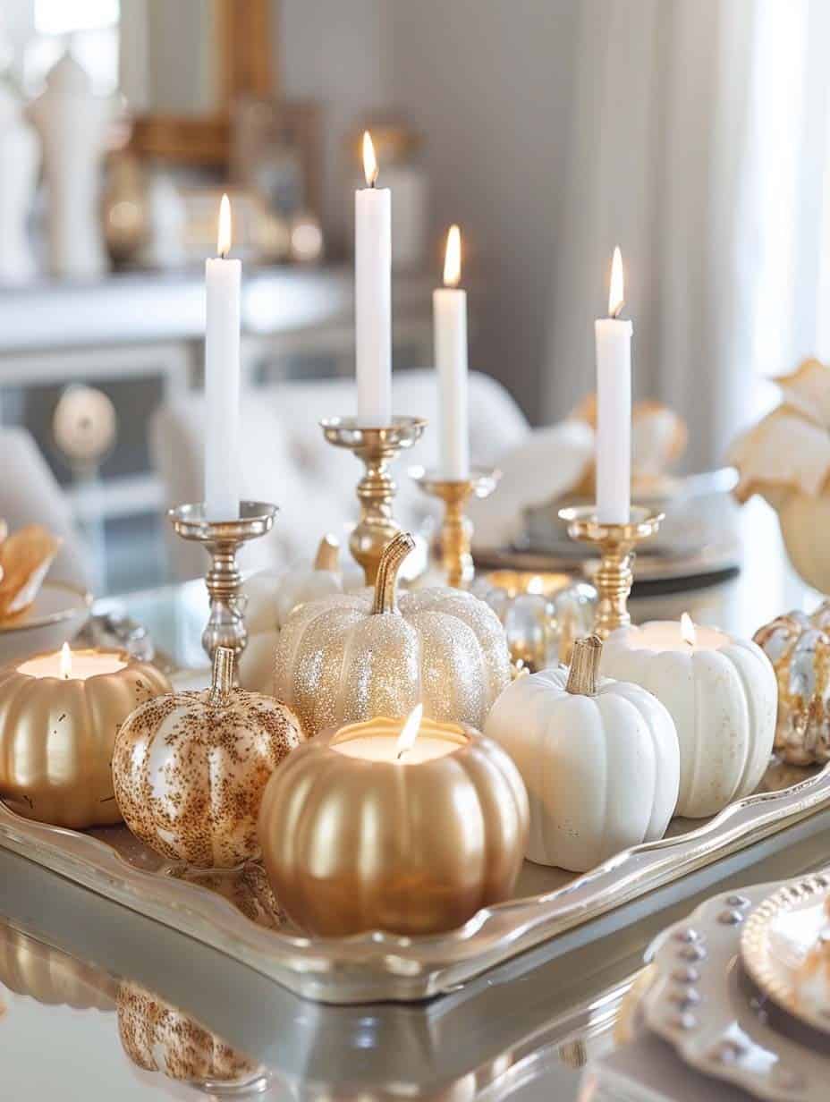 Elegant Gold and White Candle Arrangement