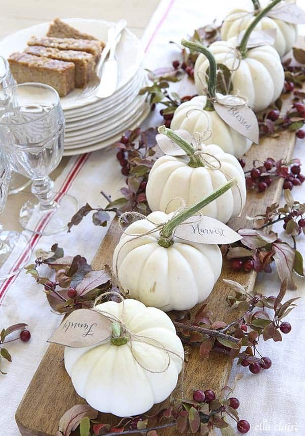 Get Creative with a White Mini Pumpkin Table Runner