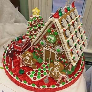 Decorating a Gingerbread House with Candies and Cookies