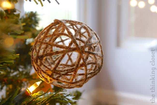 Rustic Starched Twine Globe Ornament