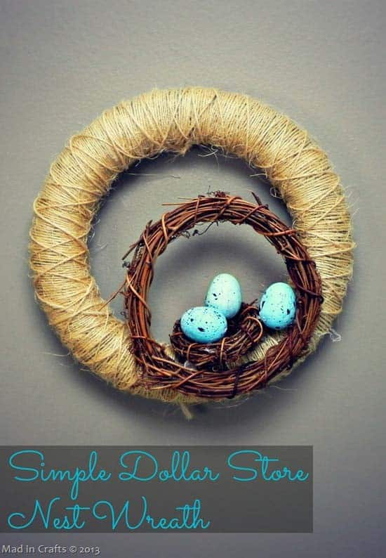 Rustic Fig Twig Wreath with Blue Eggs