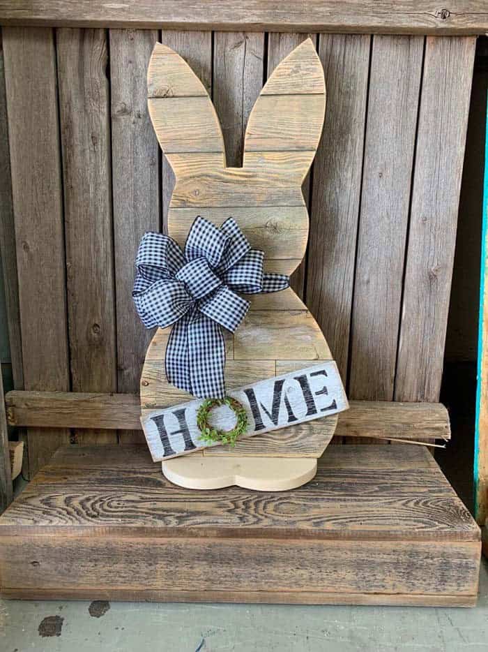 Decorated Wood Bunny Silhouette