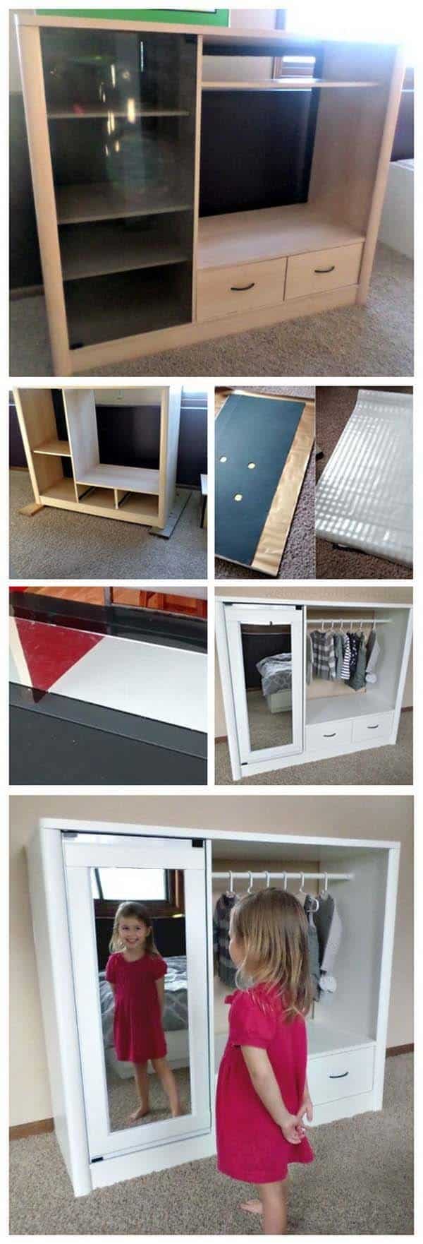 Upcycle an Old Entertainment Center for a Kid’s Closet