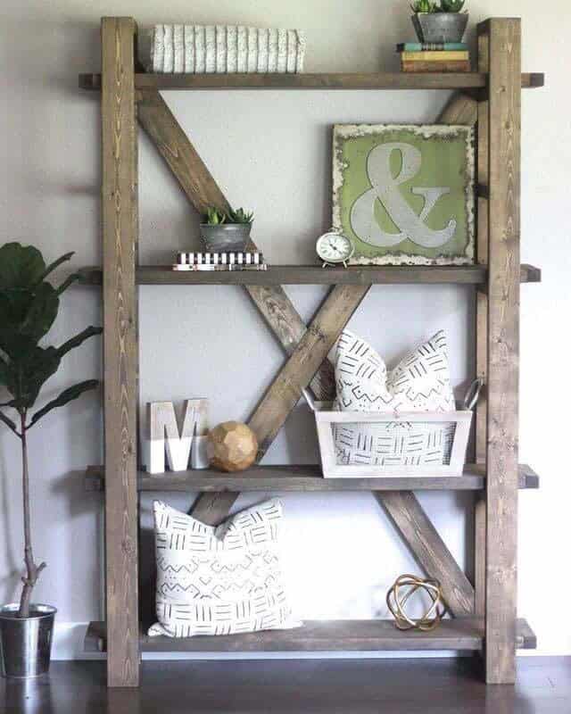 Modern Farmhouse Bookshelf With Cross Brace Backing