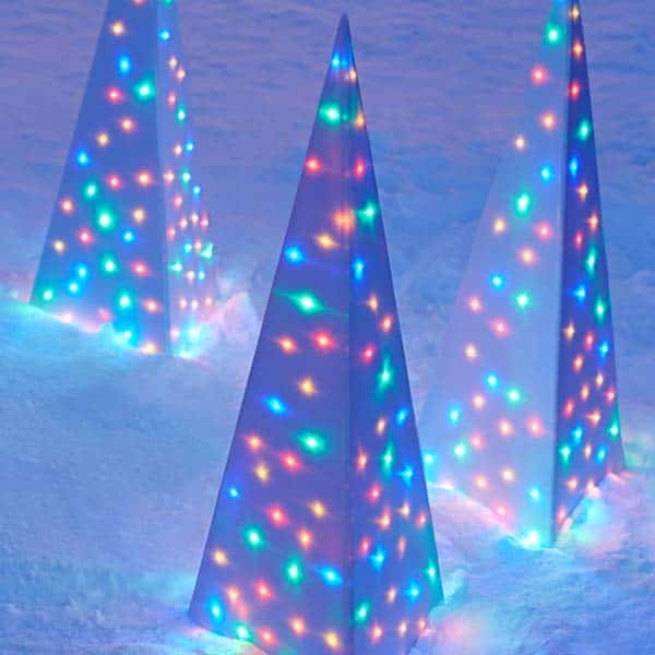 Make a Statement with Colorful Lighted Pyramidal Trees