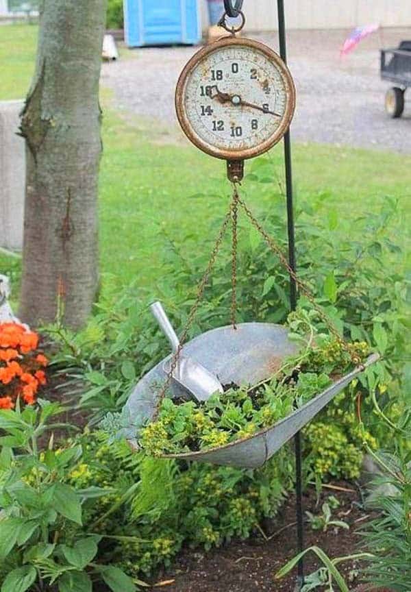 Get Creative with Your Garden Planter with a Vintage Scale