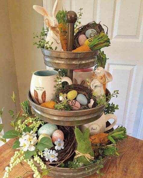 Create a Tiered Easter Display with Galvanized Trays