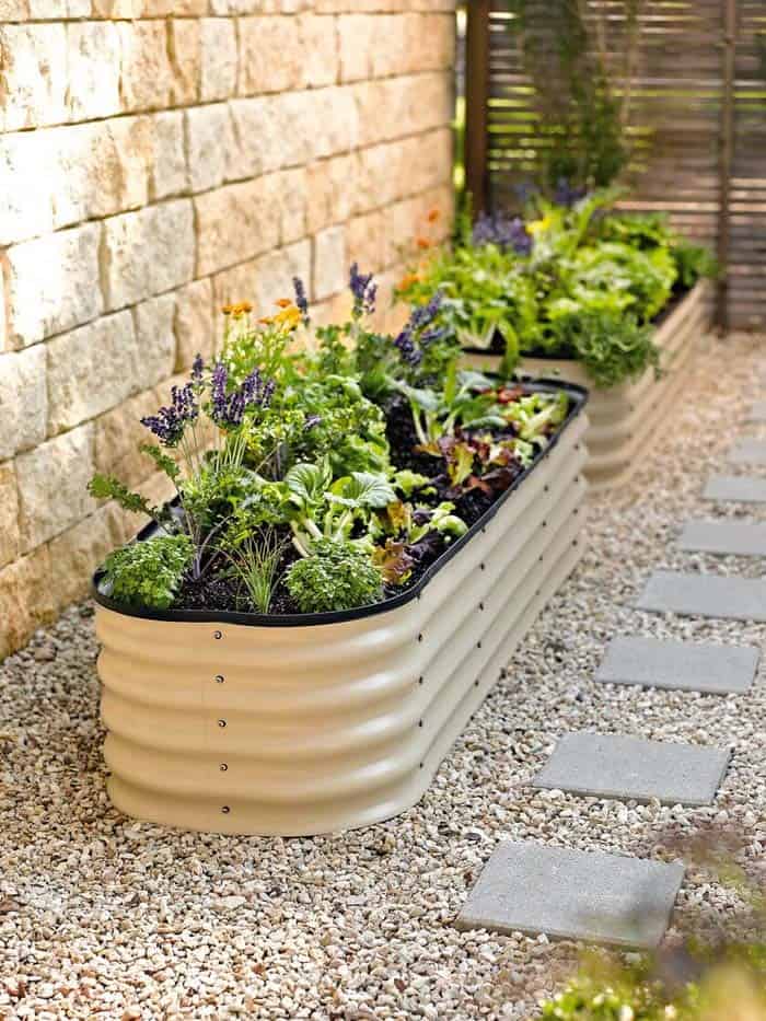 Repurpose Metal Tubs into Built-In Garden Planters