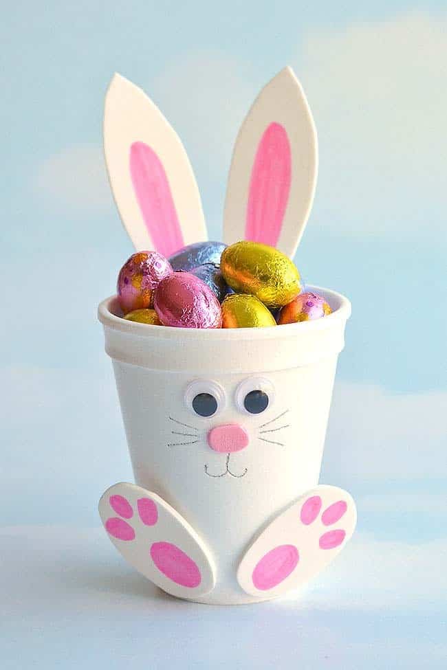 Make a Foam Cup Easter Bunny Candy Holder