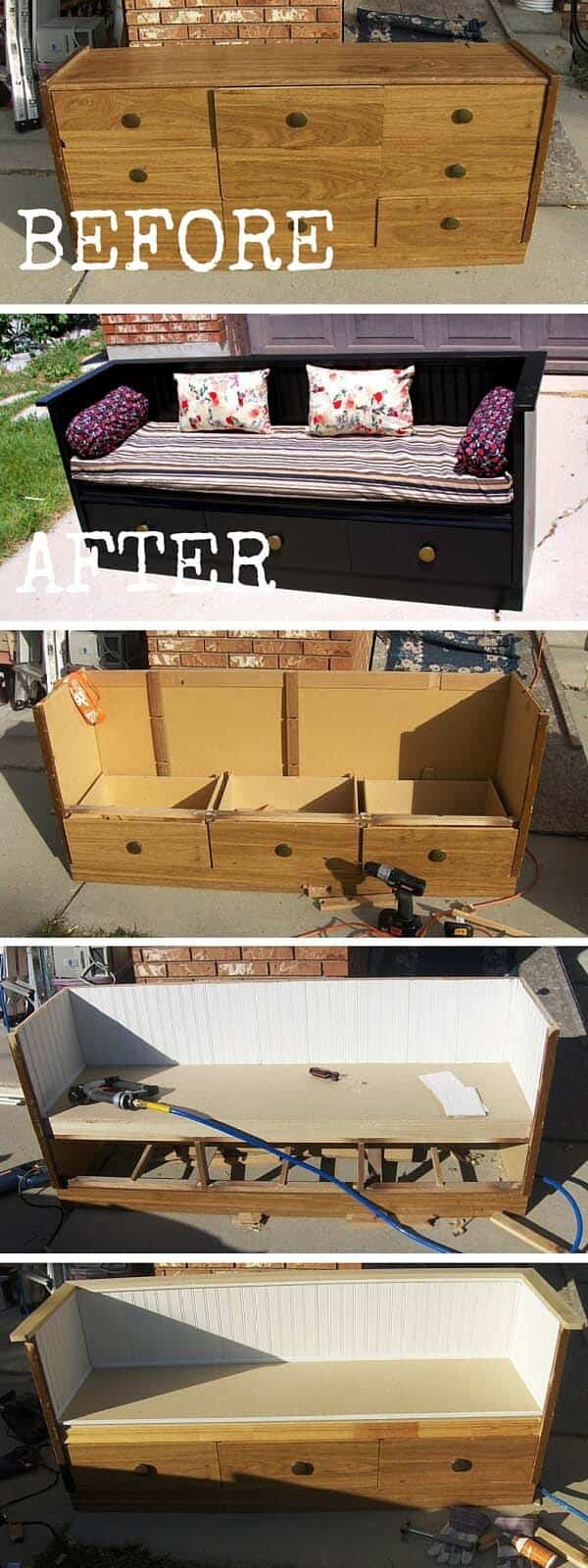 Cushioned Bench With Storage Drawer Project