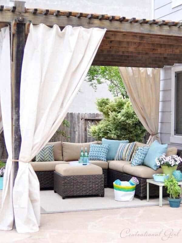 Pin Long Curtains Directly to Pergola