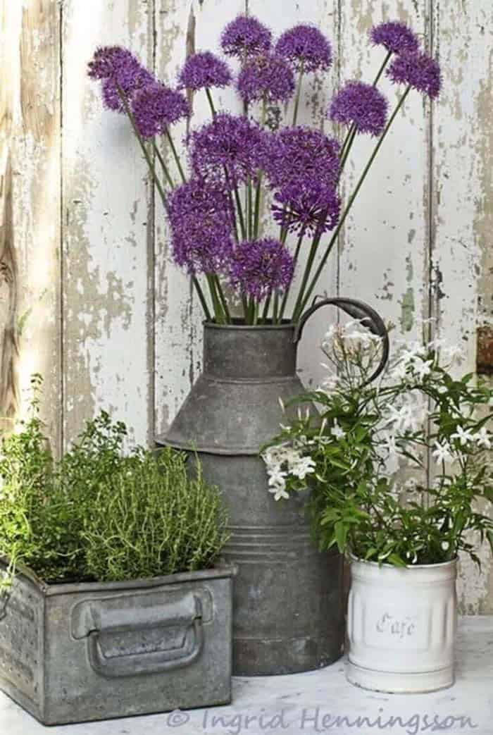 Varying Metal Flower Containers