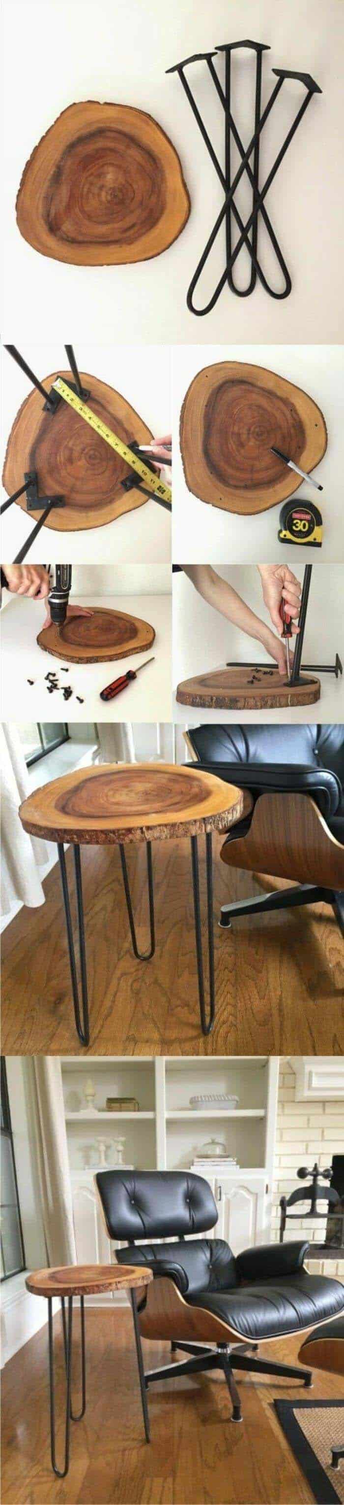 Wood Slice Easy DIY Side Table