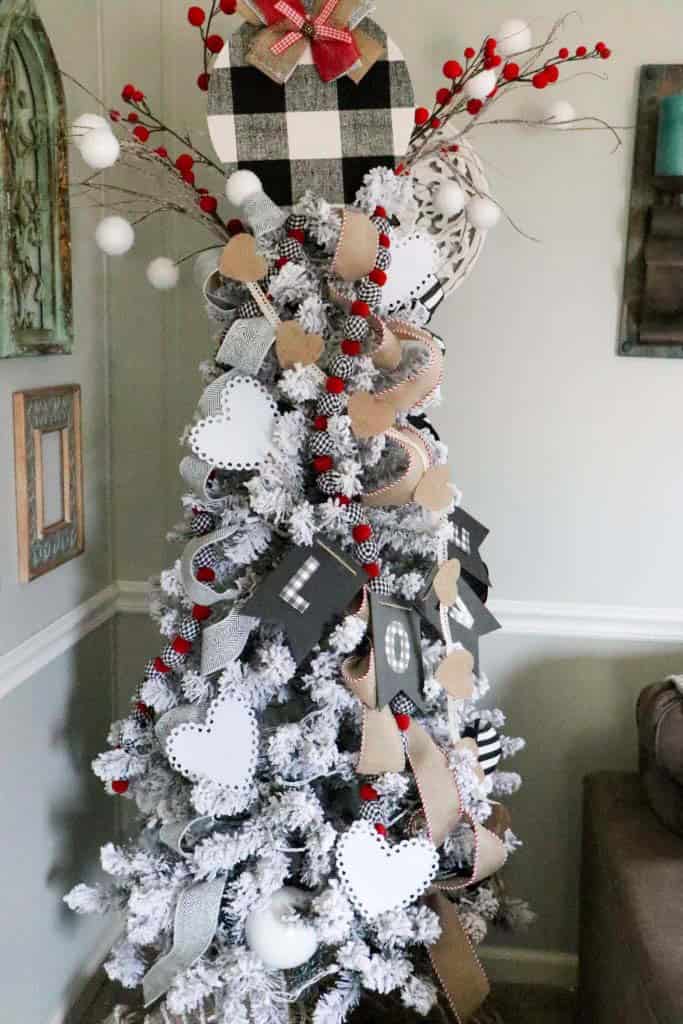 Make a DIY Burlap Valentine Tree with White Fabric Hearts