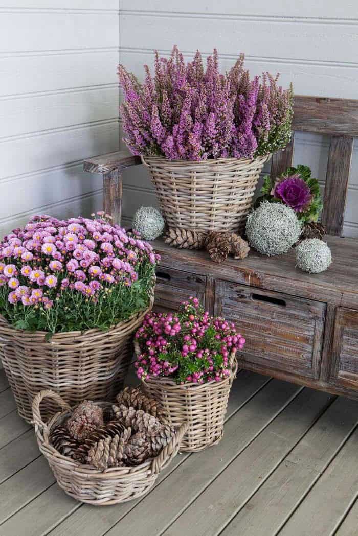 Add Rustic Charm to Your Porch with Wicker Baskets Planters