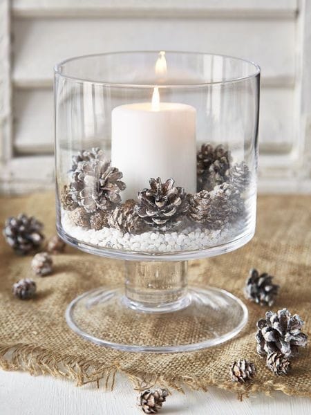 Give Your Glass Candle Holders a Wintery Woodland Look