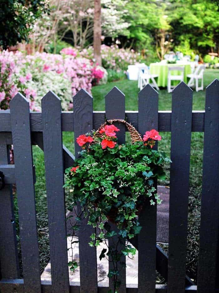 Decorate Your Fence with Hanging Flower Baskets