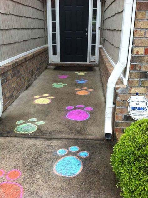 Draw Bunny Footprints with Chalk