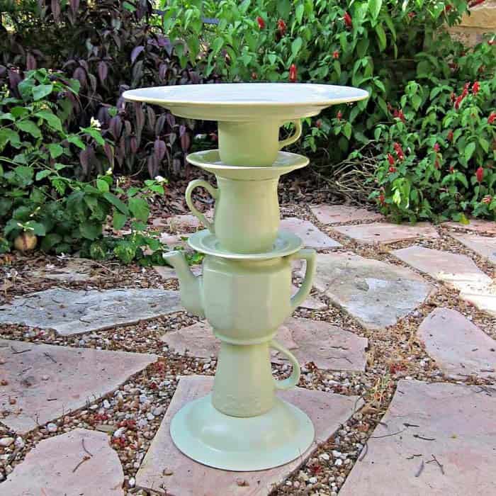 Make a Quirky Bird Bath from an Old Dinner and Tea Set