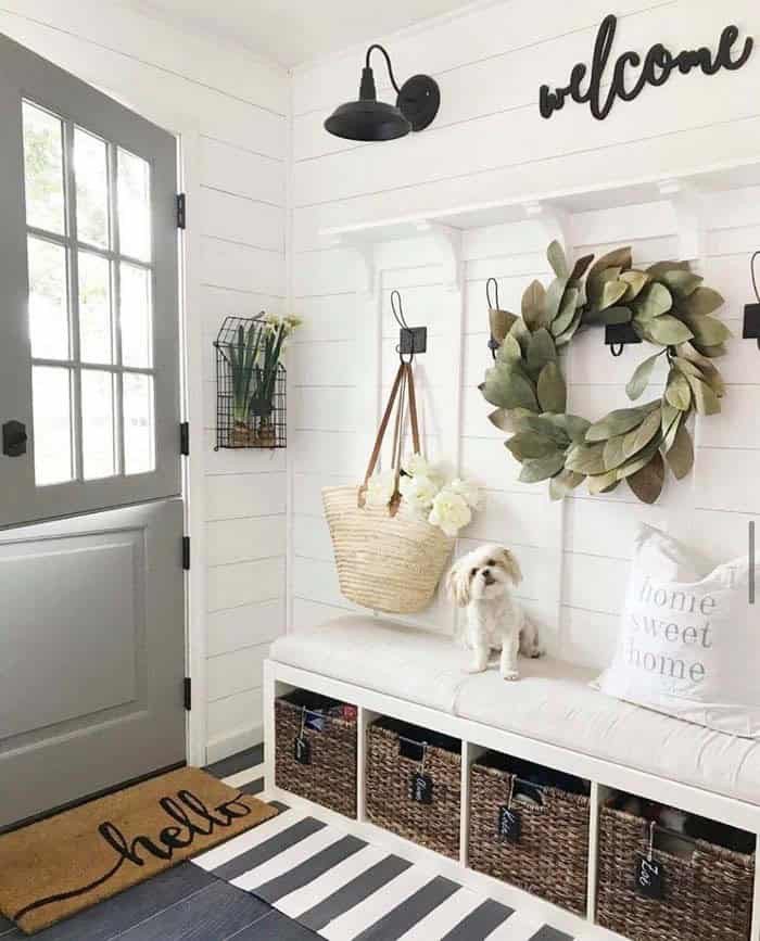 Functional Farmhouse Entry Storage